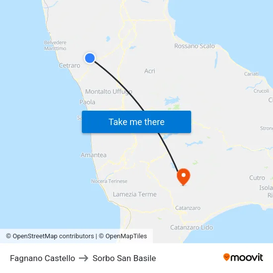 Fagnano Castello to Sorbo San Basile map