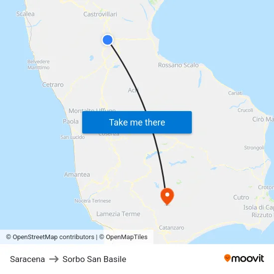 Saracena to Sorbo San Basile map