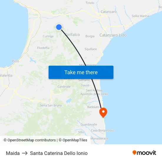 Maida to Santa Caterina Dello Ionio map