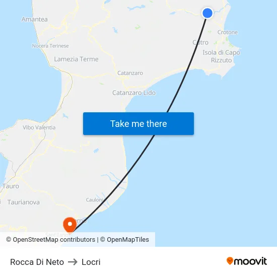 Rocca Di Neto to Locri map