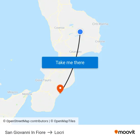 San Giovanni In Fiore to Locri map