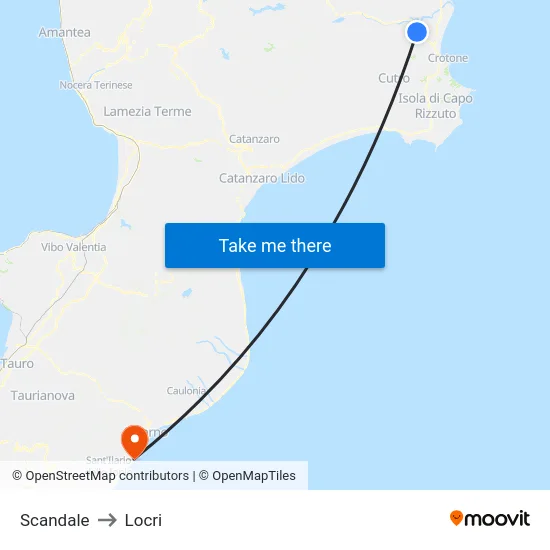 Scandale to Locri map