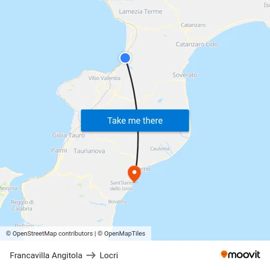 Francavilla Angitola to Locri map