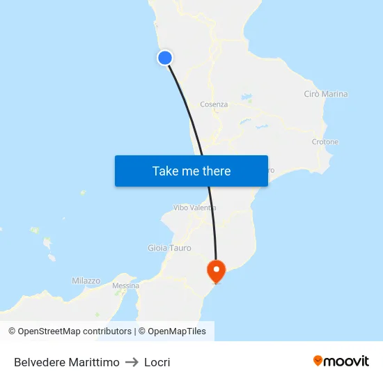 Belvedere Marittimo to Locri map