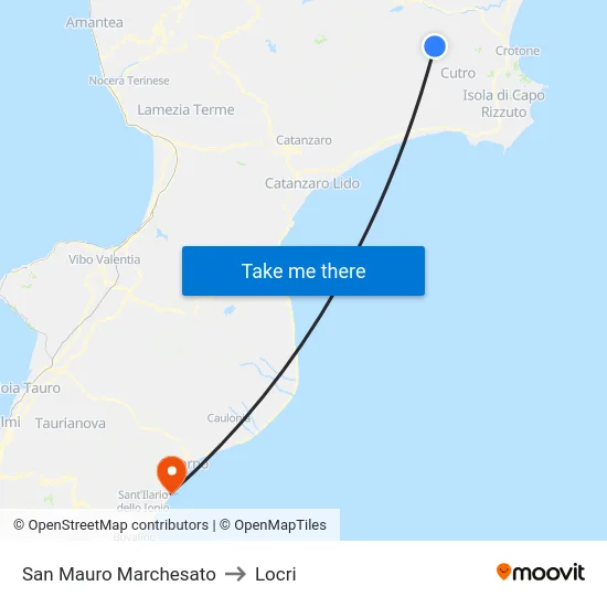 San Mauro Marchesato to Locri map