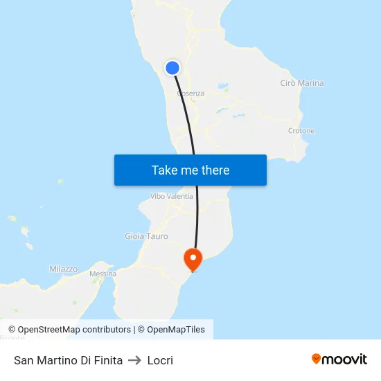 San Martino Di Finita to Locri map
