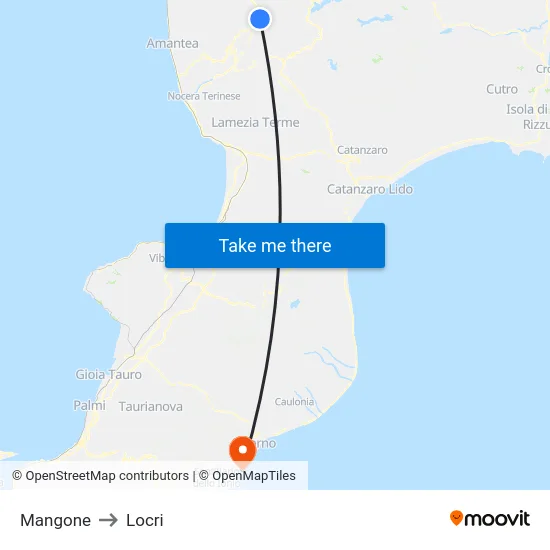 Mangone to Locri map