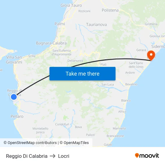 Reggio Di Calabria to Locri map