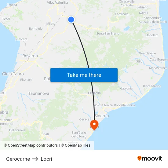 Gerocarne to Locri map