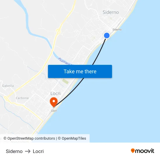 Siderno to Locri map