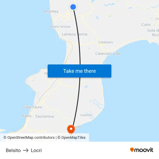 Belsito to Locri map