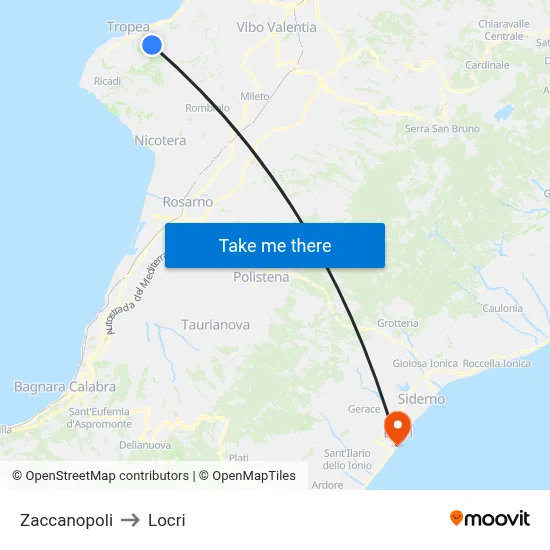 Zaccanopoli to Locri map