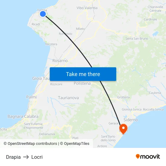 Drapia to Locri map