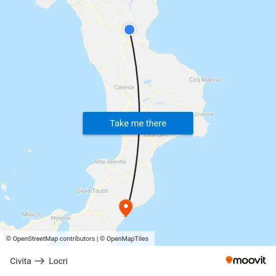 Civita to Locri map