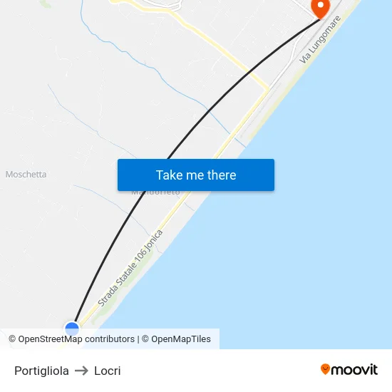 Portigliola to Locri map