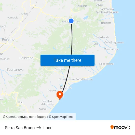 Serra San Bruno to Locri map