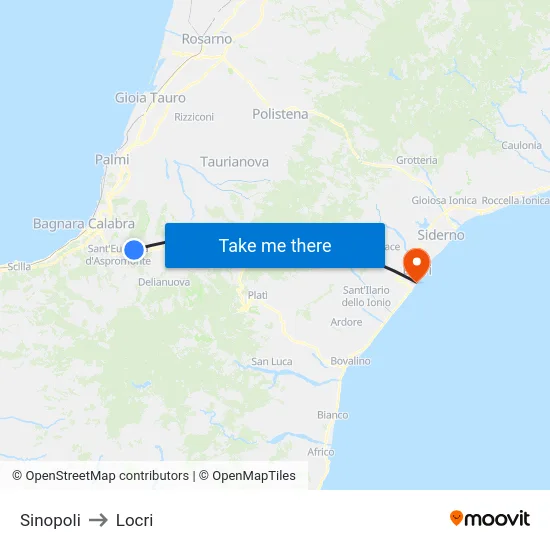 Sinopoli to Locri map