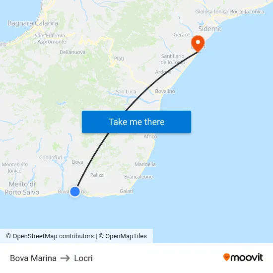 Bova Marina to Locri map