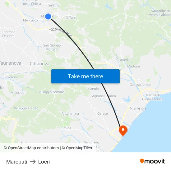 Maropati to Locri map