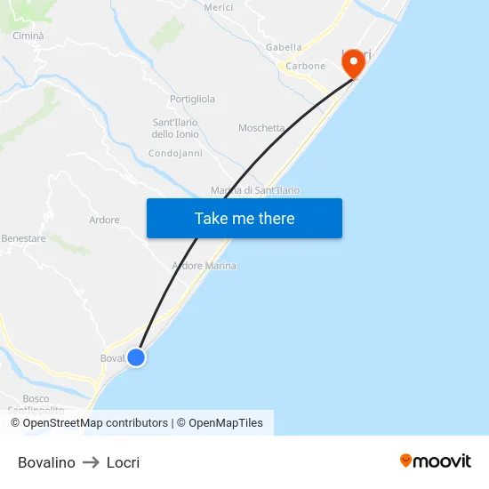 Bovalino to Locri map