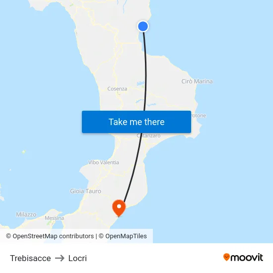 Trebisacce to Locri map