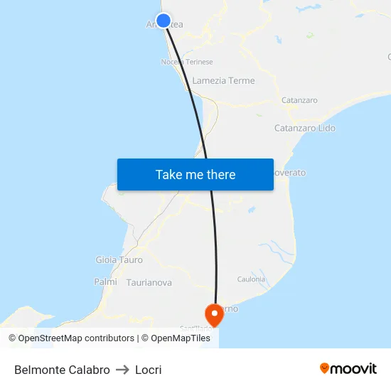 Belmonte Calabro to Locri map