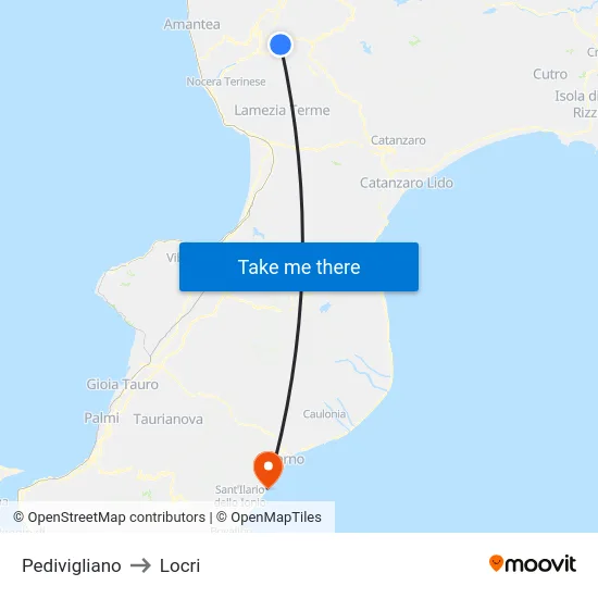 Pedivigliano to Locri map