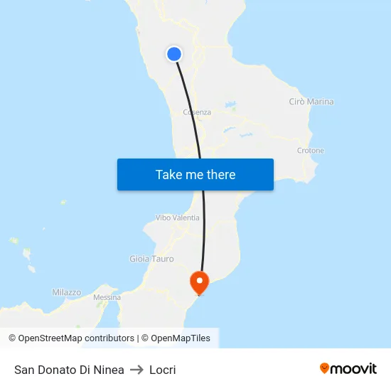 San Donato Di Ninea to Locri map