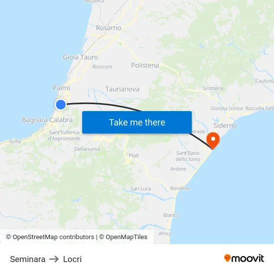 Seminara to Locri map