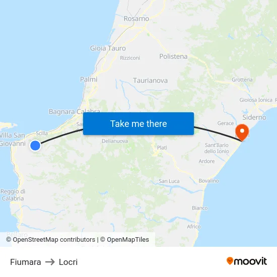 Fiumara to Locri map