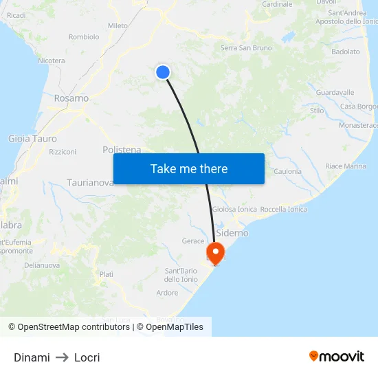 Dinami to Locri map