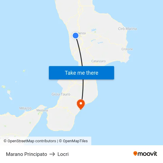 Marano Principato to Locri map