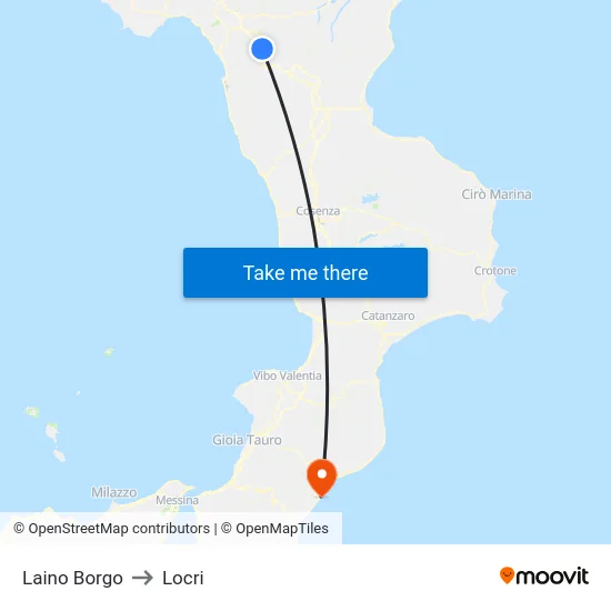 Laino Borgo to Locri map
