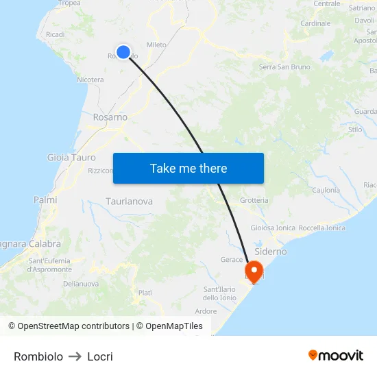 Rombiolo to Locri map