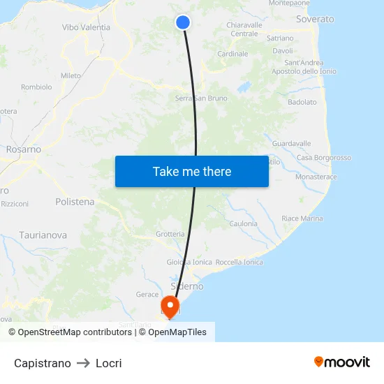 Capistrano to Locri map