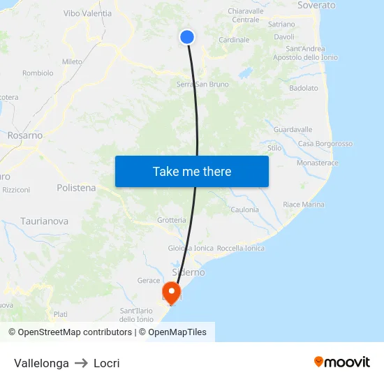 Vallelonga to Locri map