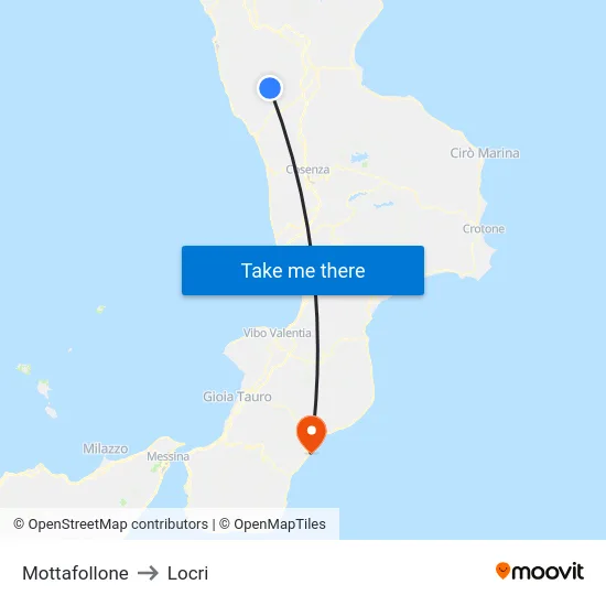 Mottafollone to Locri map