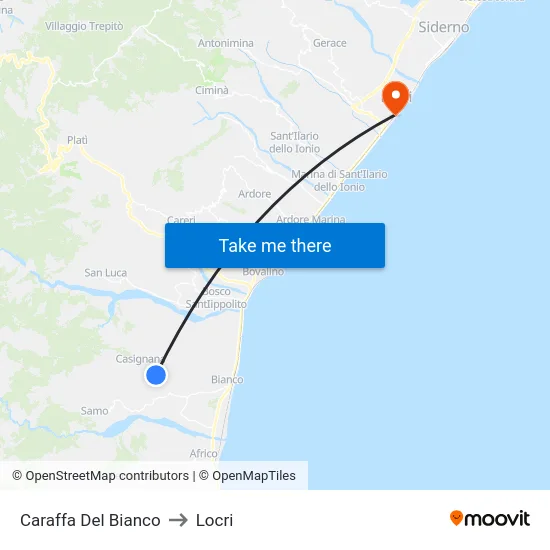 Caraffa Del Bianco to Locri map