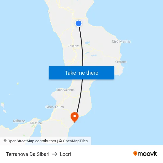 Terranova Da Sibari to Locri map