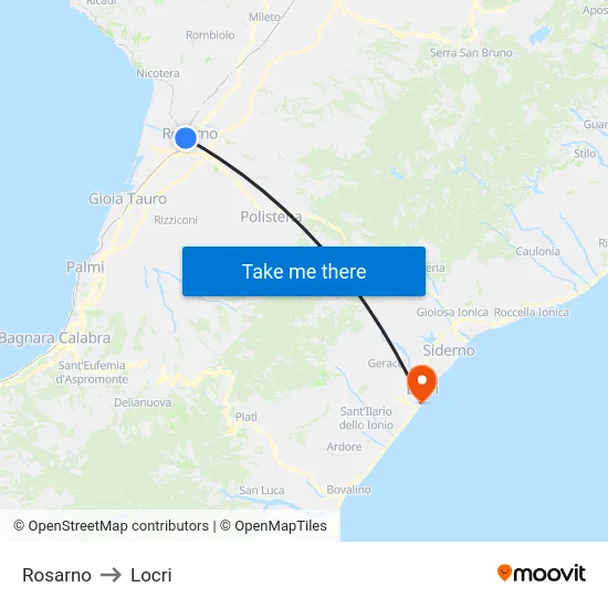 Rosarno to Locri map