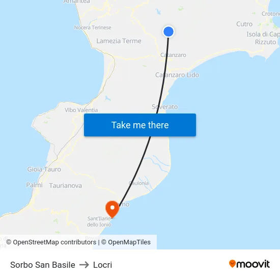 Sorbo San Basile to Locri map