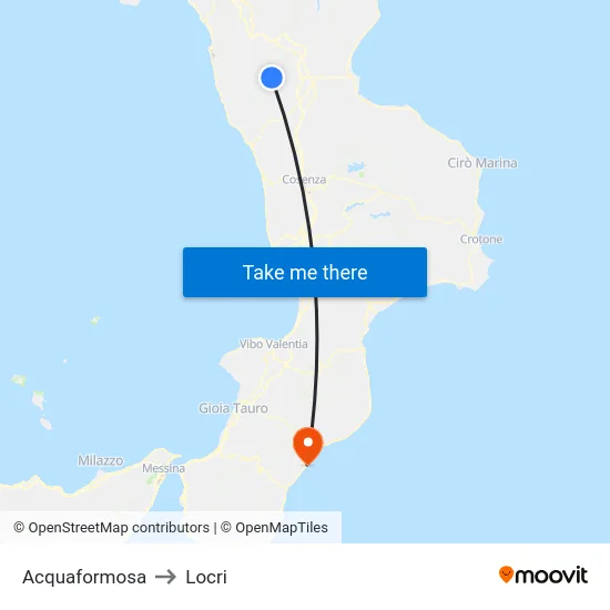 Acquaformosa to Locri map