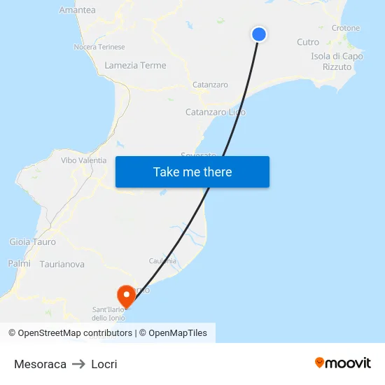 Mesoraca to Locri map