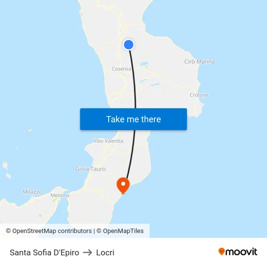 Santa Sofia D'Epiro to Locri map