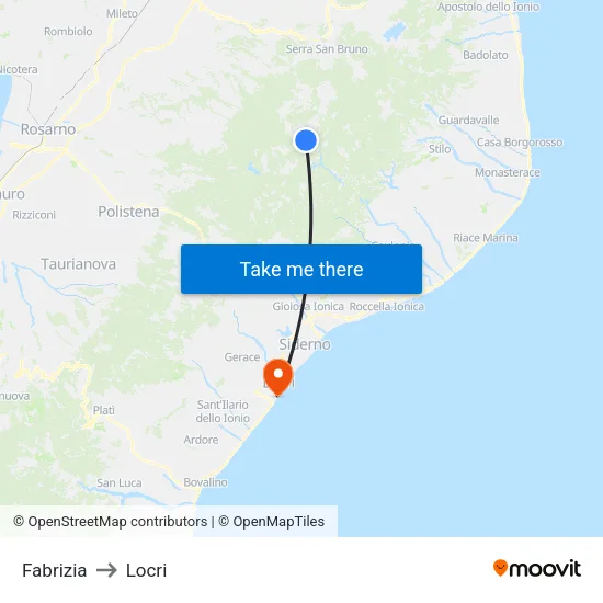 Fabrizia to Locri map