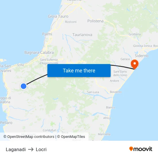 Laganadi to Locri map
