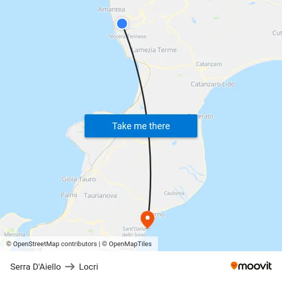 Serra D'Aiello to Locri map