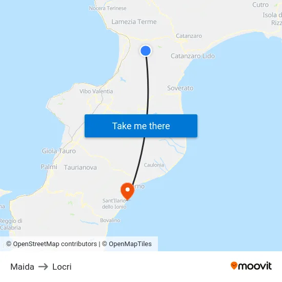 Maida to Locri map
