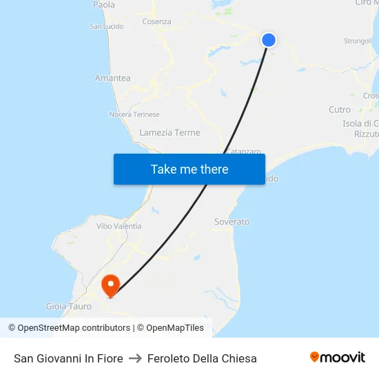 San Giovanni In Fiore to Feroleto Della Chiesa map