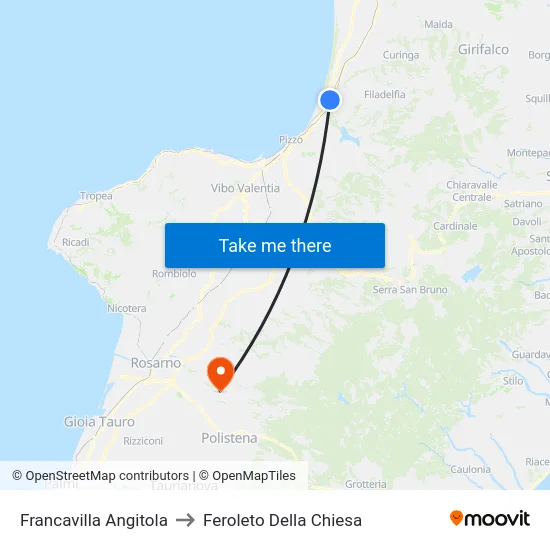 Francavilla Angitola to Feroleto Della Chiesa map